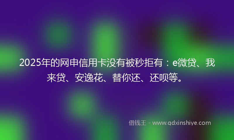 2025年的网申信用卡没有被秒拒有：e微贷、我来贷、安逸花、替你还、还呗等。