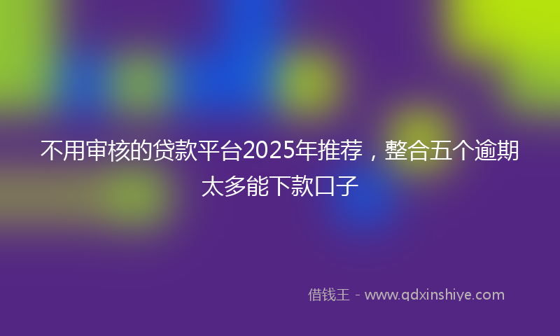 不用审核的贷款平台2025年推荐，整合五个逾期太多能下款口子