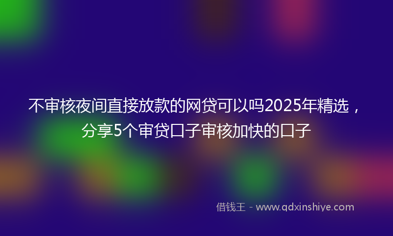 不审核夜间直接放款的网贷可以吗2025年精选，分享5个审贷口子审核加快的口子