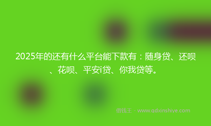 2025年的还有什么平台能下款有：随身贷、还呗、花呗、平安i贷、你我贷等。