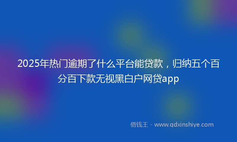 2025年热门逾期了什么平台能贷款，归纳五个百分百下款无视黑白户网贷app