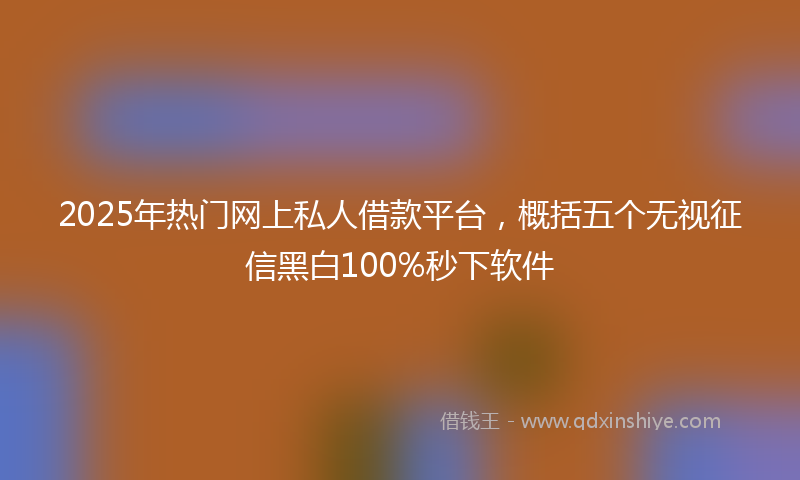 2025年热门网上私人借款平台，概括五个无视征信黑白100%秒下软件
