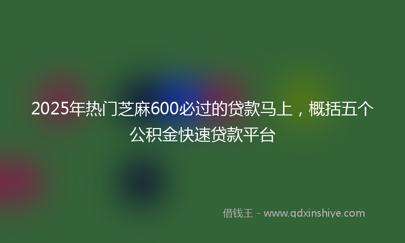 2025年热门芝麻600必过的贷款马上，概括五个公积金快速贷款平台