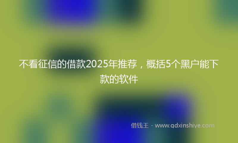 不看征信的借款2025年推荐，概括5个黑户能下款的软件
