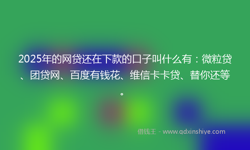 2025年的网贷还在下款的口子叫什么有：微粒贷、团贷网、百度有钱花、维信卡卡贷、替你还等。