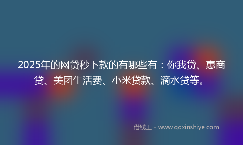 2025年的网贷秒下款的有哪些有：你我贷、惠商贷、美团生活费、小米贷款、滴水贷等。