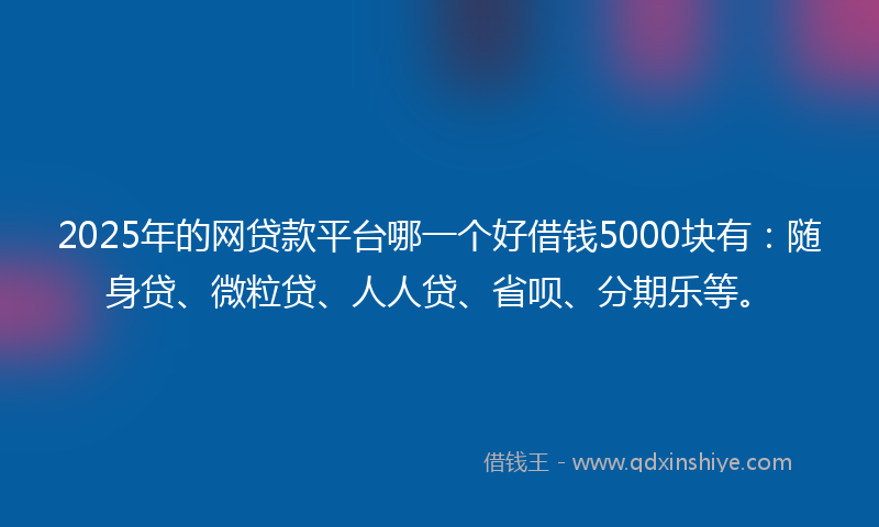 2025年的网贷款平台哪一个好借钱5000块有：随身贷、微粒贷、人人贷、省呗、分期乐等。