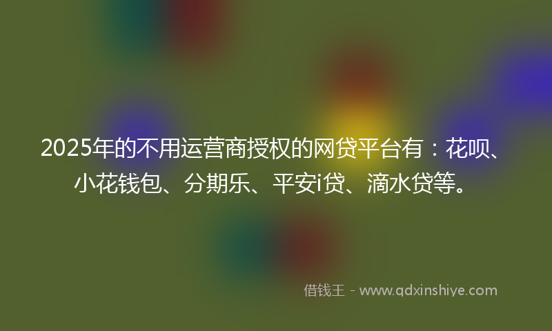 2025年的不用运营商授权的网贷平台有：花呗、小花钱包、分期乐、平安i贷、滴水贷等。