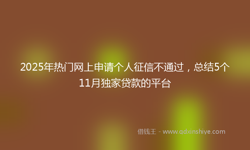 2025年热门网上申请个人征信不通过，总结5个11月独家贷款的平台