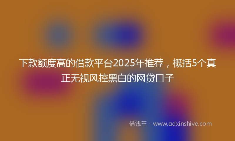 下款额度高的借款平台2025年推荐，概括5个真正无视风控黑白的网贷口子