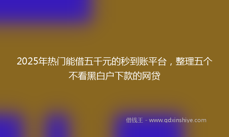 2025年热门能借五千元的秒到账平台，整理五个不看黑白户下款的网贷