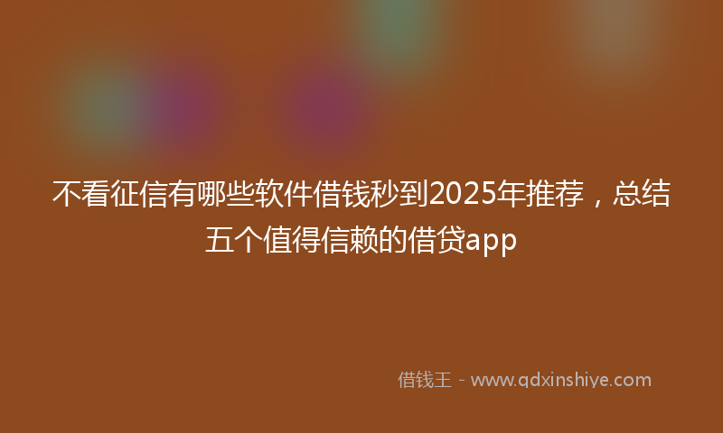 不看征信有哪些软件借钱秒到2025年推荐，总结五个值得信赖的借贷app