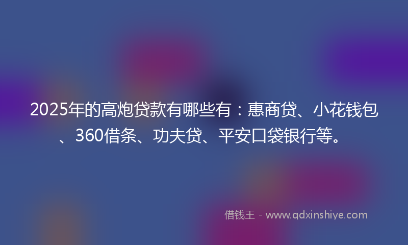 2025年的高炮贷款有哪些有：惠商贷、小花钱包、360借条、功夫贷、平安口袋银行等。