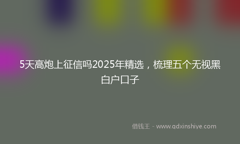 5天高炮上征信吗2025年精选,梳理五个无视黑白户口子