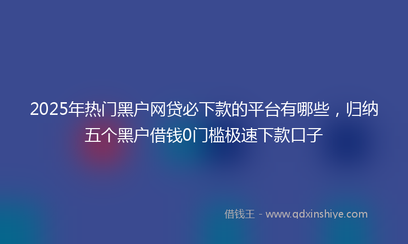 2025年热门黑户网贷必下款的平台有哪些，归纳五个黑户借钱0门槛极速下款口子