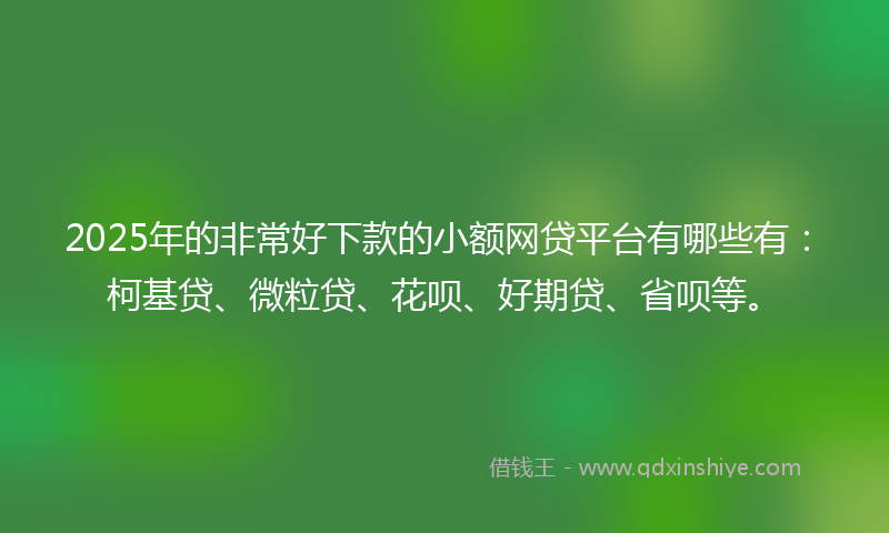 2025年的非常好下款的小额网贷平台有哪些有：柯基贷、微粒贷、花呗、好期贷、省呗等。