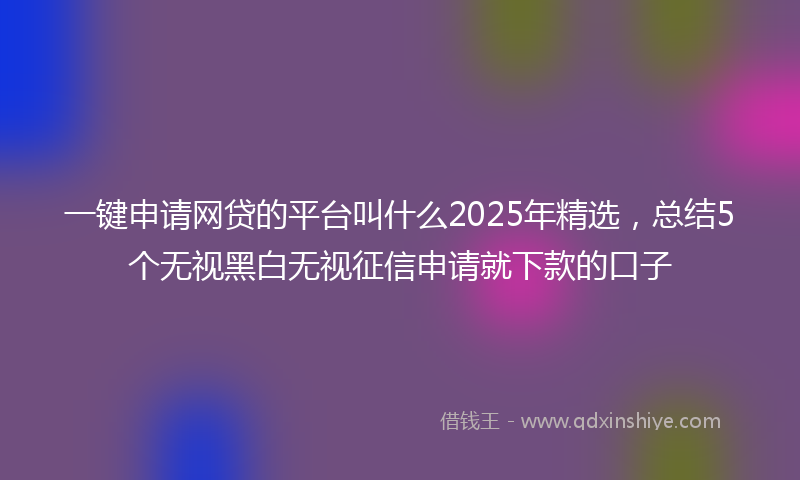 一键申请网贷的平台叫什么2025年精选，总结5个无视黑白无视征信申请就下款的口子