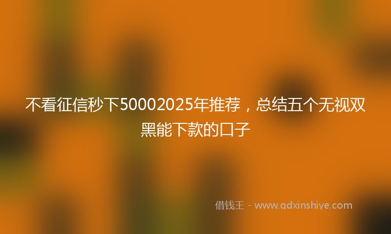 不看征信秒下50002025年推荐，总结五个无视双黑能下款的口子