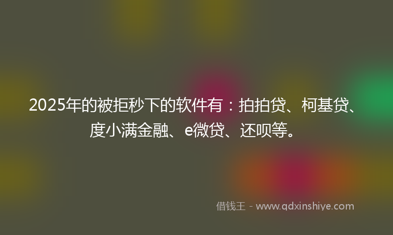 2025年的被拒秒下的软件有：拍拍贷、柯基贷、度小满金融、e微贷、还呗等。