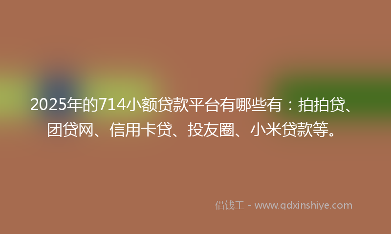 2025年的714小额贷款平台有哪些有：拍拍贷、团贷网、信用卡贷、投友圈、小米贷款等。