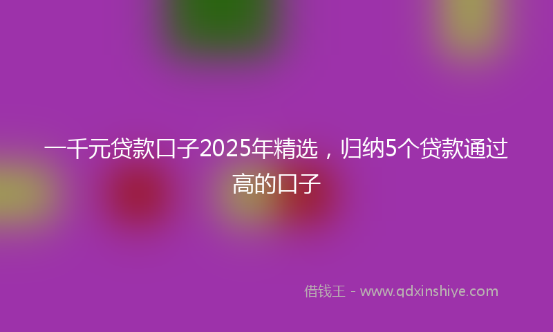 一千元贷款口子2025年精选,归纳5个贷款通过高的口子