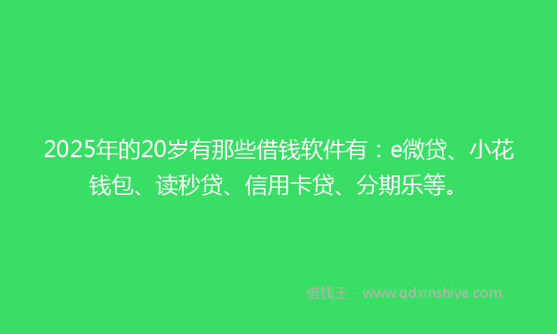 2025年的20岁有那些借钱软件有：e微贷、小花钱包、读秒贷、信用卡贷、分期乐等。