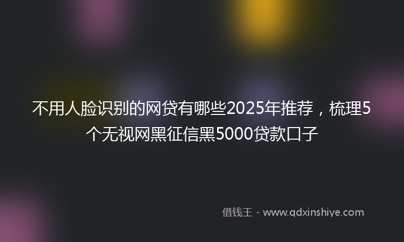 不用人脸识别的网贷有哪些2025年推荐，梳理5个无视网黑征信黑5000贷款口子