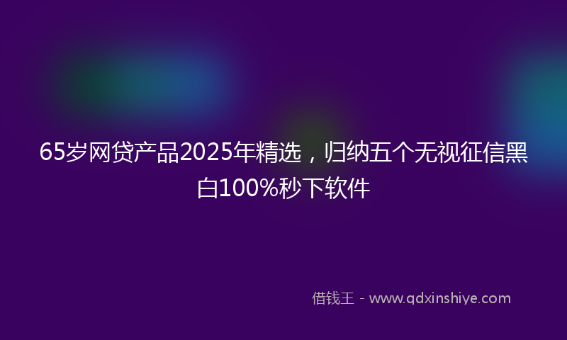 65岁网贷产品2025年精选，归纳五个无视征信黑白100%秒下软件