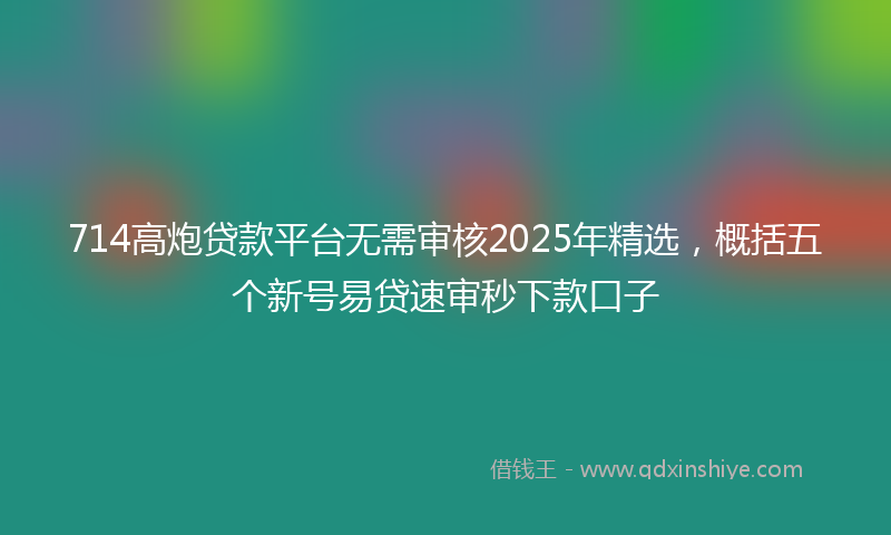 714高炮贷款平台无需审核2025年精选，概括五个新号易贷速审秒下款口子