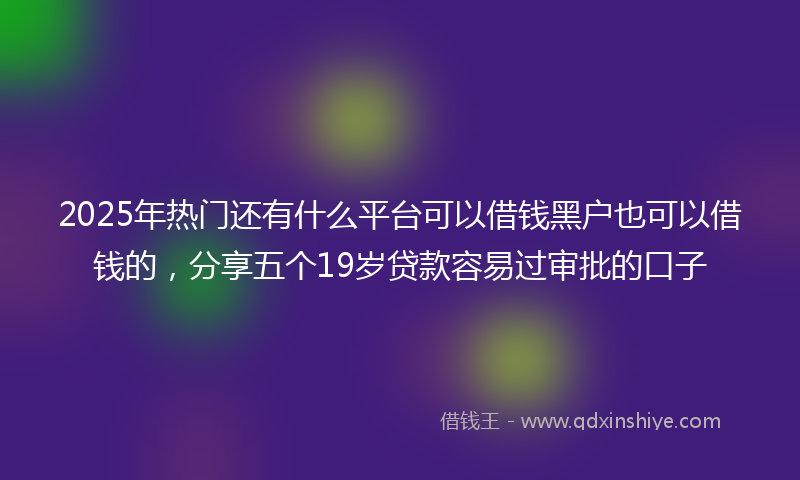 2025年热门还有什么平台可以借钱黑户也可以借钱的，分享五个19岁贷款容易过审批的口子