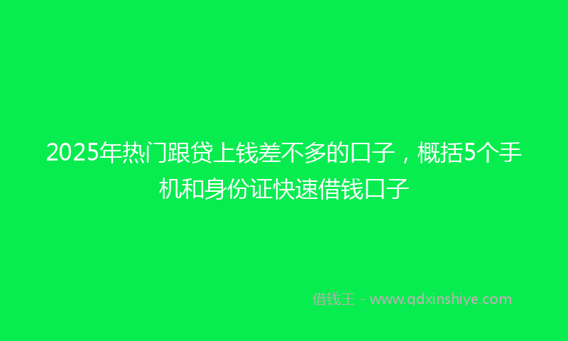 2025年热门跟贷上钱差不多的口子，概括5个手机和身份证快速借钱口子