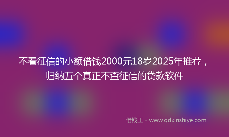 不看征信的小额借钱2000元18岁2025年推荐，归纳五个真正不查征信的贷款软件