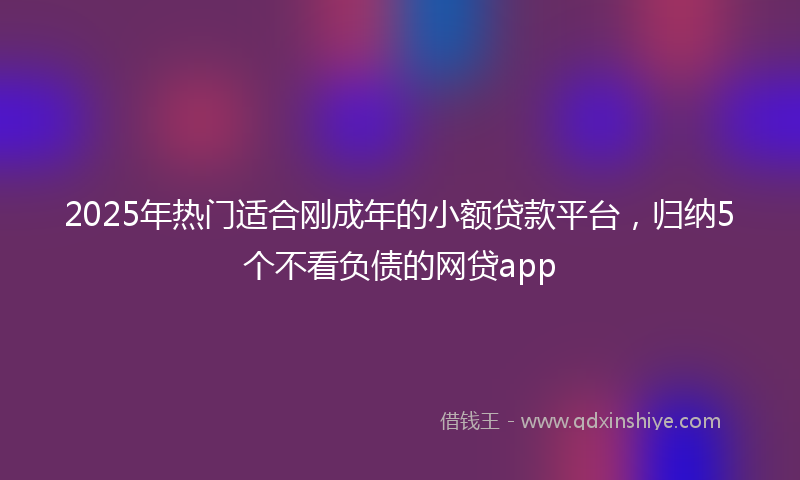 2025年热门适合刚成年的小额贷款平台,归纳5个不看负债的网贷app