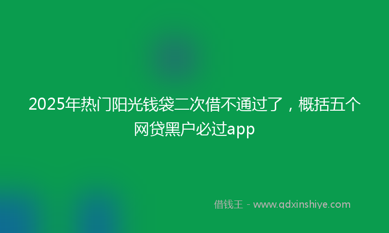 2025年热门阳光钱袋二次借不通过了，概括五个网贷黑户必过app