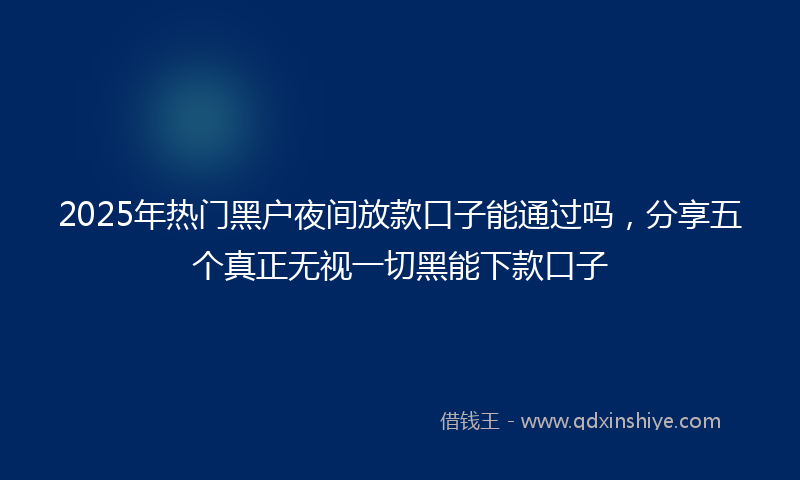 2025年热门黑户夜间放款口子能通过吗，分享五个真正无视一切黑能下款口子