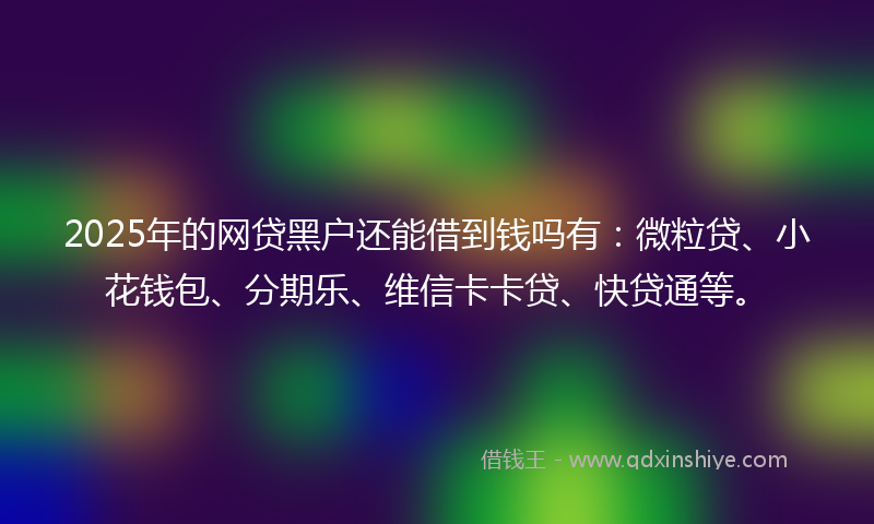 2025年的网贷黑户还能借到钱吗有：微粒贷、小花钱包、分期乐、维信卡卡贷、快贷通等。