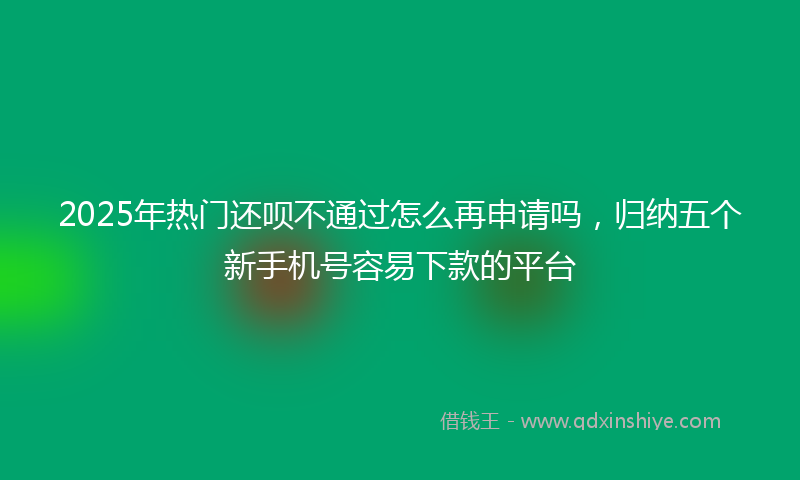 2025年热门还呗不通过怎么再申请吗，归纳五个新手机号容易下款的平台