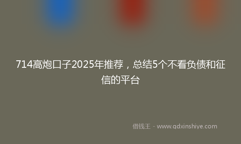 714高炮口子2025年推荐，总结5个不看负债和征信的平台
