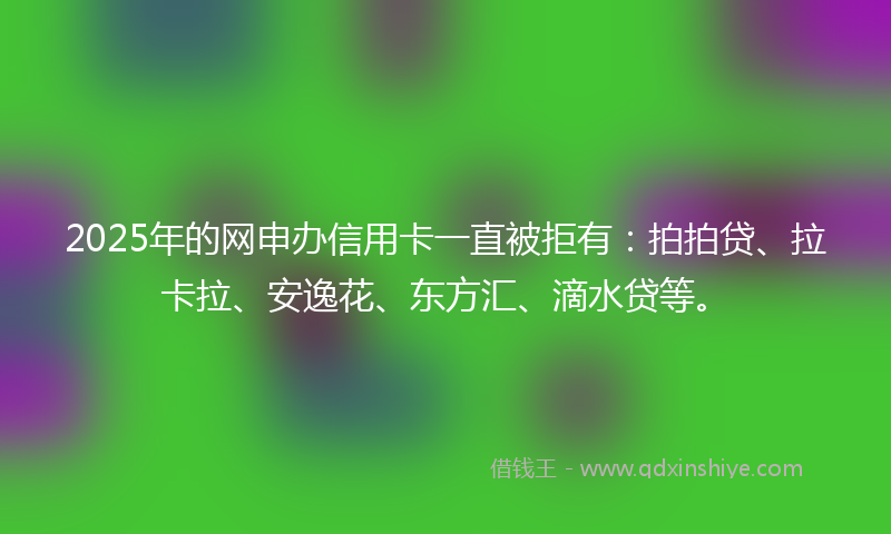 2025年的网申办信用卡一直被拒有:拍拍贷、拉卡拉、安逸花、东方汇、滴水贷等。