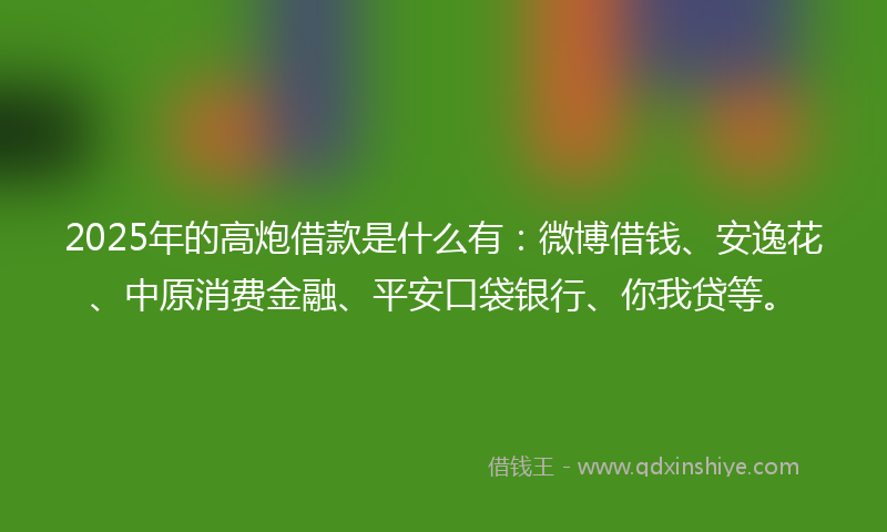 2025年的高炮借款是什么有：微博借钱、安逸花、中原消费金融、平安口袋银行、你我贷等。
