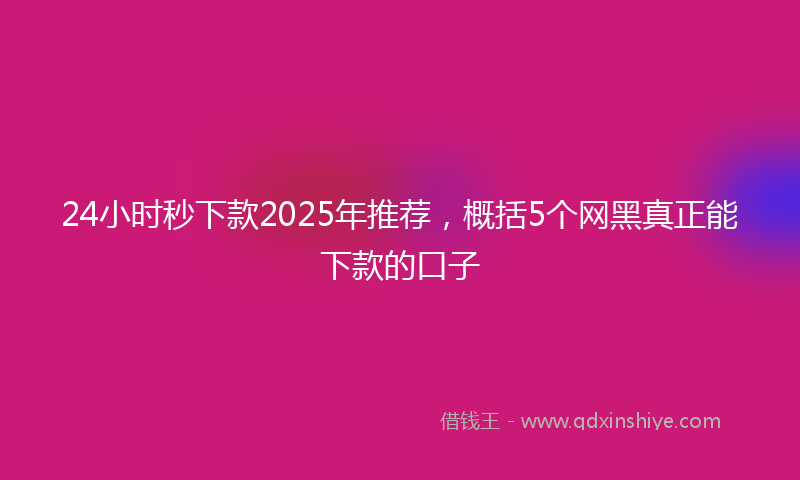 24小时秒下款2025年推荐，概括5个网黑真正能下款的口子