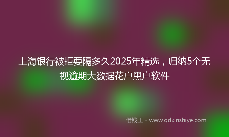 上海银行被拒要隔多久2025年精选，归纳5个无视逾期大数据花户黑户软件