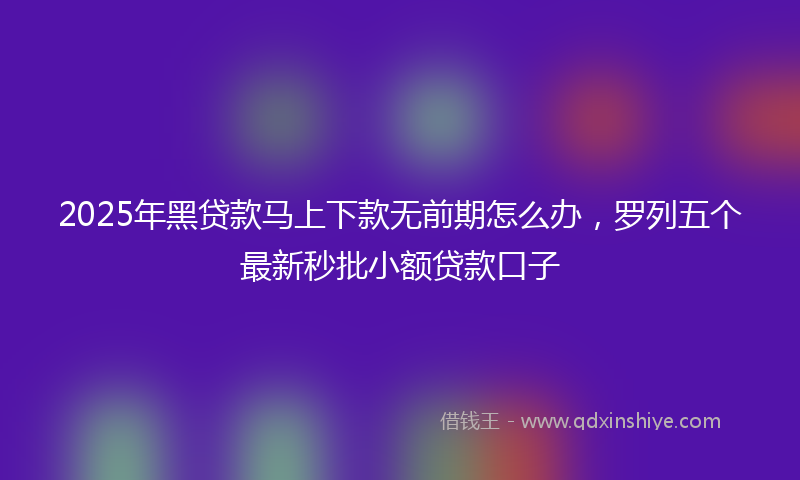 2025年黑贷款马上下款无前期怎么办，罗列五个最新秒批小额贷款口子