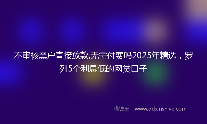 不审核黑户直接放款,无需付费吗2025年精选，罗列5个利息低的网贷口子