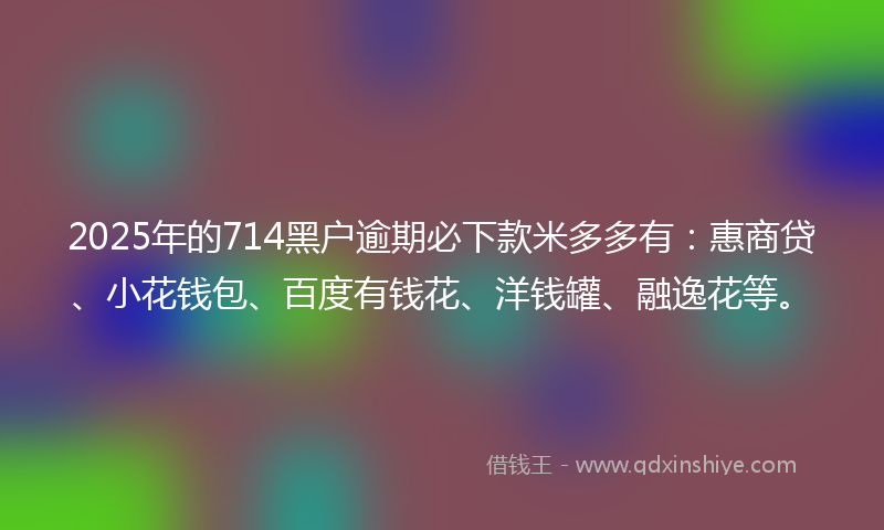 2025年的714黑户逾期必下款米多多有：惠商贷、小花钱包、百度有钱花、洋钱罐、融逸花等。