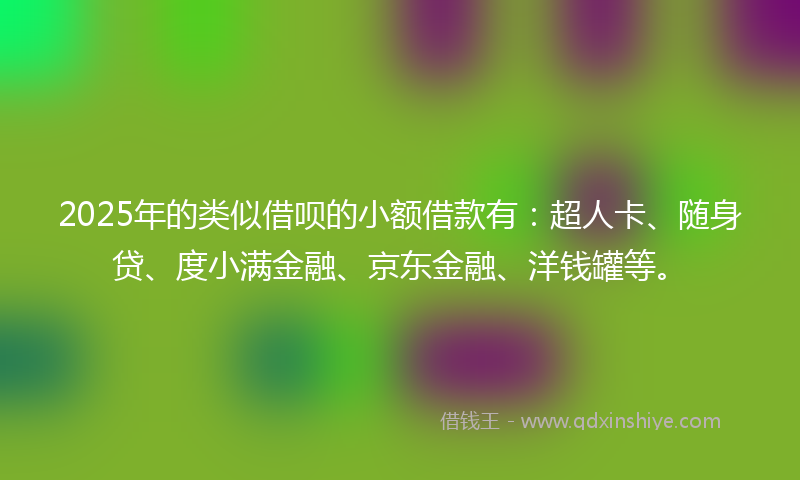 2025年的类似借呗的小额借款有：超人卡、随身贷、度小满金融、京东金融、洋钱罐等。