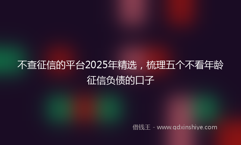 不查征信的平台2025年精选，梳理五个不看年龄征信负债的口子