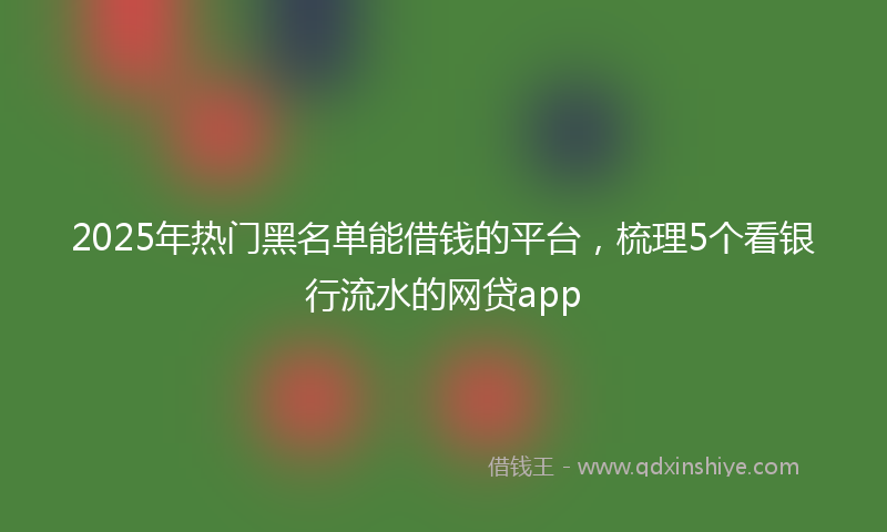 2025年热门黑名单能借钱的平台,梳理5个看银行流水的网贷app