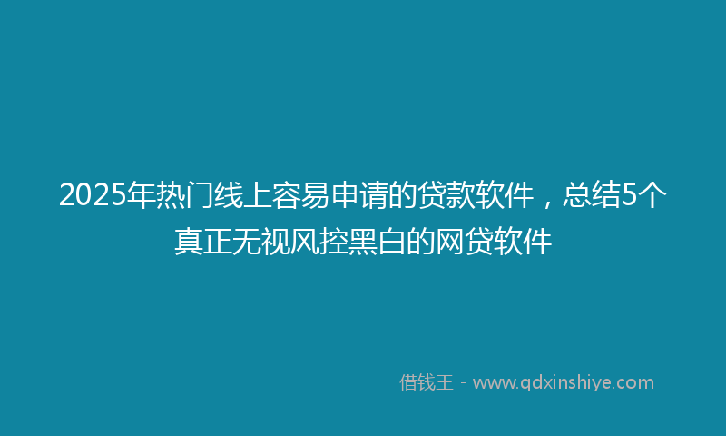 2025年热门线上容易申请的贷款软件，总结5个真正无视风控黑白的网贷软件