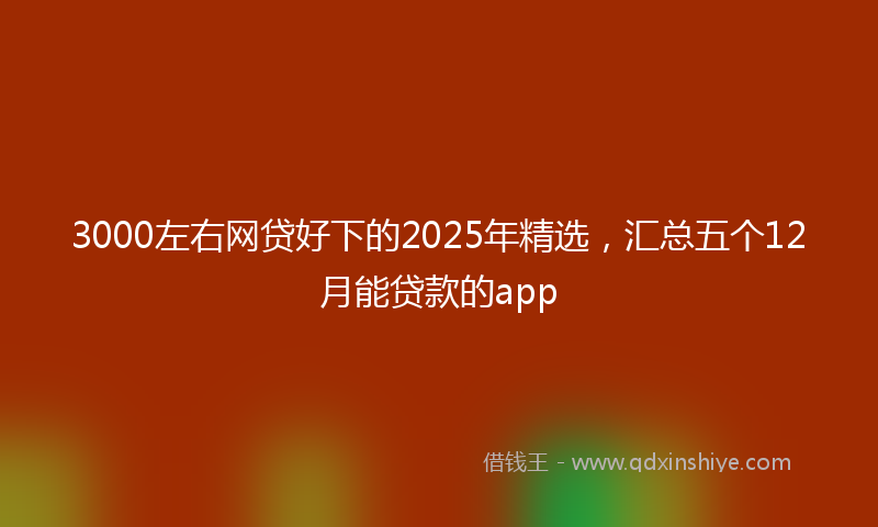 3000左右网贷好下的2025年精选，汇总五个12月能贷款的app